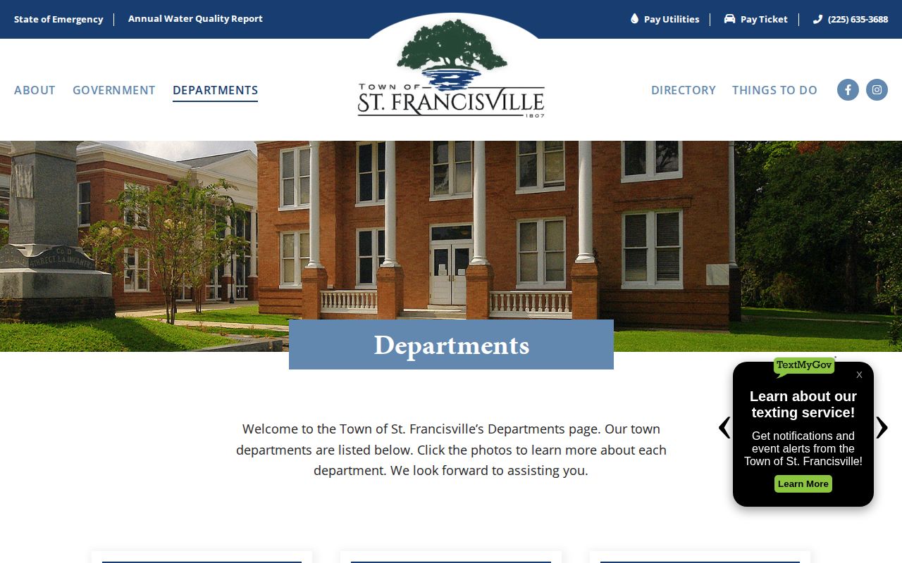 St. Francisville Police Department contact and arrest-report routing information
